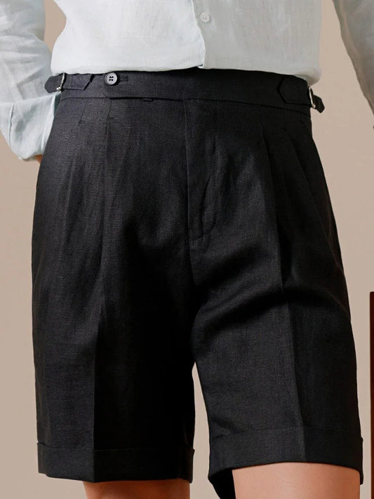 Verelli Capri-Shorts mit hoher Taille aus 100 % Leinen